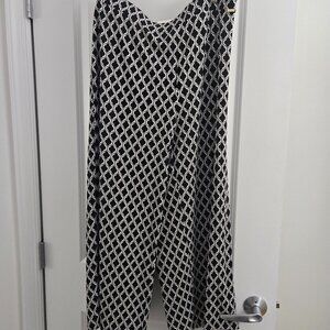 NWT Anne Klein Women's Printed Pull-On Wide-Leg Pants